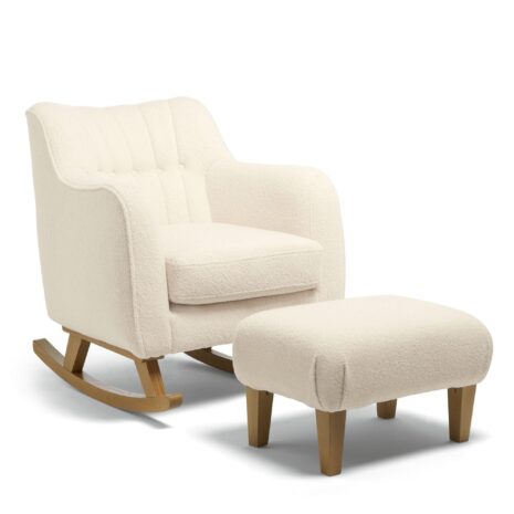 Mamas & Papas Hilston Nursing Chair & Footstool - Off-White Boucle