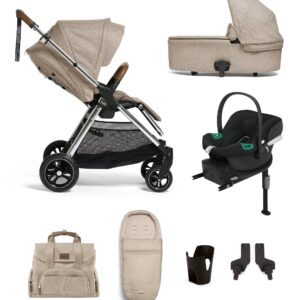 Mamas & Papas Flip XT3 7 Piece Complete Bundle with Aton B2 Car Seat and Base in Biscuit