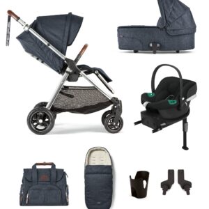 Mamas & Papas Flip XT3 7 Piece Complete Bundle with Aton B2 Car Seat and Base in Navy Classic