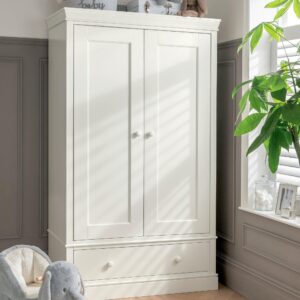 Mamas & Papas Oxford Nursery Wardrobe with Storage Drawer - Pure White