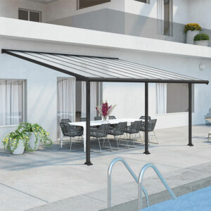 10x18 Palram Canopia Olympia Grey Patio Cover With Clear Panels