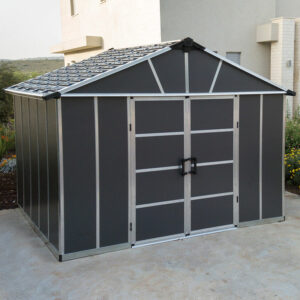 11' x 9' Palram Canopia Yukon Dark Grey Skylight Plastic Shed with WPC Floor (3.3m x 2.7m)