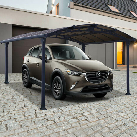 12' x 15' Palram Canopia Arcadia 4300 Grey Metal Carport (3.59m x 4.3m)