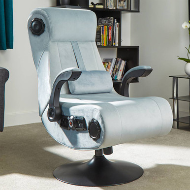 X Rocker Deluxe 4.1 Chenille Gaming Chair - Silver
