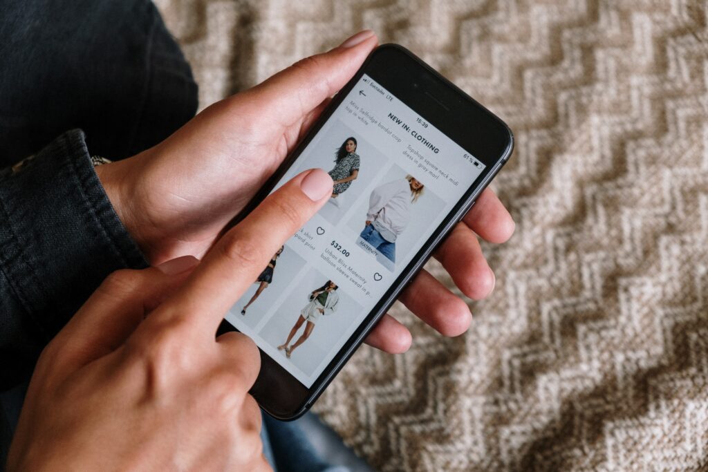 E-commerce mobile user shopping on their phone