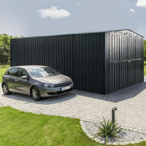 10' x 15' Globel Anthracite Grey Double Door Metal Garage (3.07m x 4.64m)