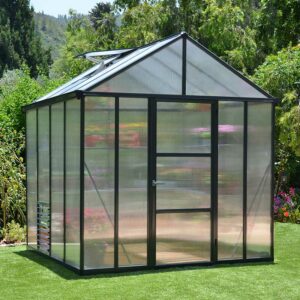 8'x8' Palram Canopia Glory Grey Walk In Polycarbonate Greenhouse (2.4x2.4m)