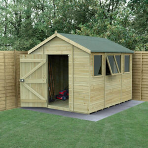 10' x 8' Forest Timberdale 25yr Guarantee Tongue & Groove Pressure Treated Apex Shed â 4 Windows (3.06m x 2.52m)