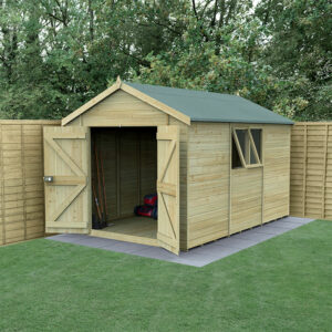 12' x 8' Forest Timberdale 25yr Guarantee Tongue & Groove Pressure Treated Double Door Apex Shed (3.65m x 2.52m)