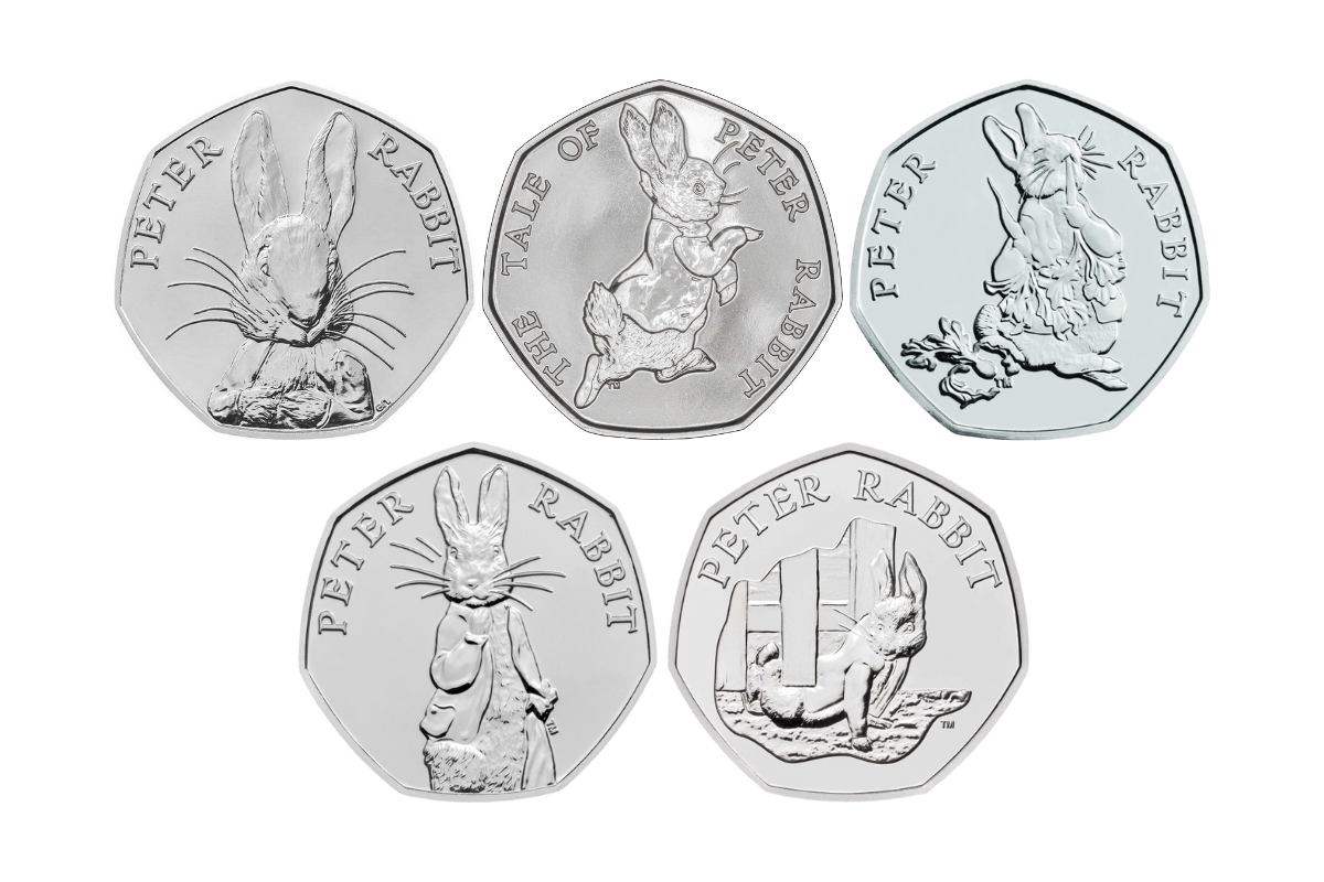 All Five Peter Rabbit 50p Coins