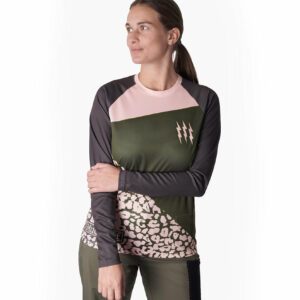 Muc-Off Women's Technical Riders Jersey - Green/Pink Leopard XL 20763 Barcode: 5037835214314