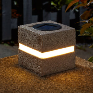 SuperBright Solar Powered LED Cube Light 2-Pack Warm White Granite Grey - 1004048