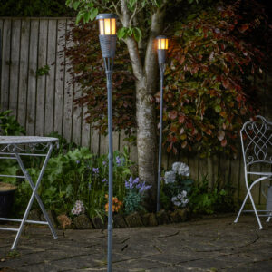 Smart Solar LED Tiki Style Flaming Torch Stake Light 2-Pack Warm White Slate - 1012016