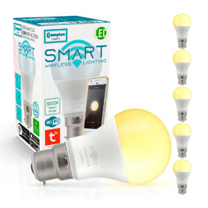 Crompton GLS LED Light Bulb Smart WiFi B22 8.5W (60W Eqv) Warm White 5-Pack - 12301