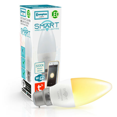 Crompton Candle LED Light Bulb Smart WiFi B22 5W (40W Eqv) Warm White - 12349