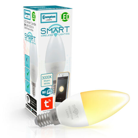 Crompton Candle LED Light Bulb Smart WiFi E14 5W (40W Eqv) Warm White - 12356