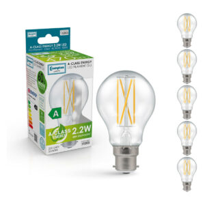 Crompton Ultra-Efficient LED GLS 2.2W B22 5-Pack Warm White (40W Eqv) - 15203