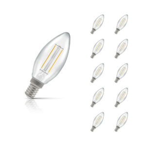 Crompton Candle LED Light Bulb E14 2.5W (25W Eqv) Warm White 10-Pack Clear - 15326