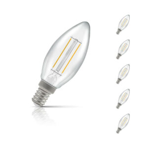 Crompton Candle LED Light Bulb E14 2.5W (25W Eqv) Warm White 5-Pack Clear - 15326