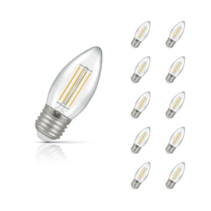 Crompton Candle LED Light Bulb Dimmable E27 5W (40W Eqv) Cool White 10-Pack Clear - 15548