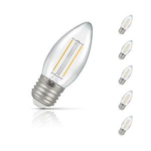 Crompton Candle LED Light Bulb E27 2.2W (25W Eqv) Warm White 5-Pack Clear - 15623