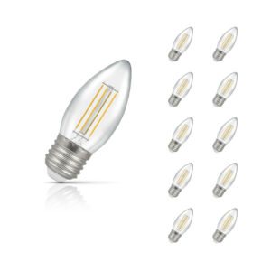 Crompton Candle LED Light Bulb E27 4.2W (40W Eqv) Warm White 10-Pack Clear - 15630