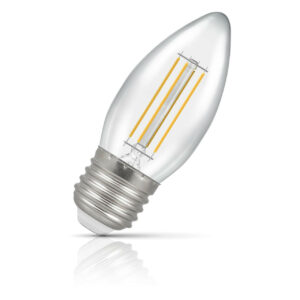 Crompton Candle LED Light Bulb E27 4.2W (40W Eqv) Warm White Filament Clear - 15630