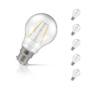 Crompton GLS LED Light Bulb B22 4.2W (40W Eqv) Warm White 5-Pack Filament Clear - 15708