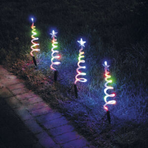 Festive Multicoloured Spiral Tree Christmas Stake Light 4 Pack - 225187