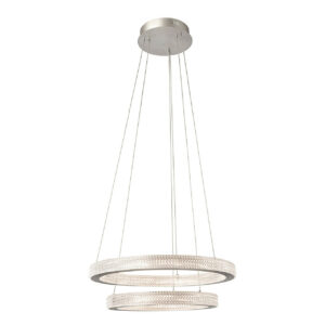 Firstlight Diamond Modern Style LED 2-Ring Pendant Light 43W Warm White in Aluminium and Prismatic - 2908AL