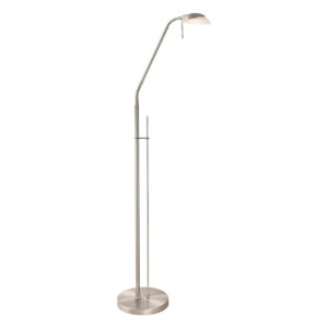 Firstlight Madrid Modern Style LED Floor Lamp 5W Dim with Dimmer Control Warm White Brushed Steel - 2935BS