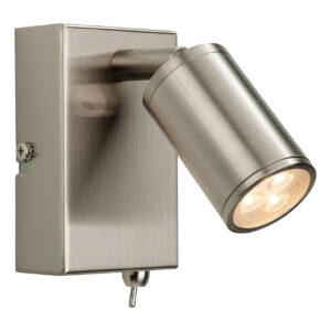 Firstlight Orion Modern Style LED Wall Spotlight 4W with On/Off Switch Brushed Steel - 3453BS