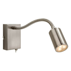 Firstlight Orion LED Flexible Wall Spotlight 4W with On/Off Switch Warm White Brushed Steel - 3454BS