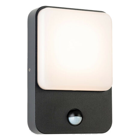 Firstlight Hero Modern Style LED Bulkhead 8W PIR Sensor Warm White in Graphite and Opal - 3855GP