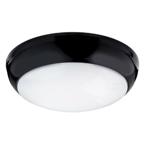 Firstlight Regis Modern Style LED Flush Ceiling Light 8W Cool White in Black and Opal - 4912BK