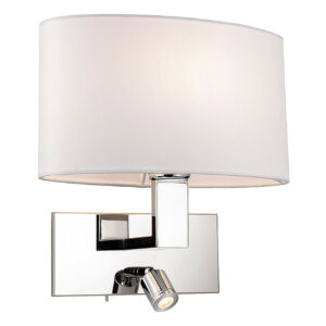 Firstlight Webster Contemporary Style LED 2-Light Wall Light 1W Warm White Chrome and Cream Shade - 4938CH