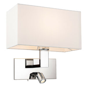 Firstlight Raffles Contemporary Style LED 2-Light Wall Light 1W Warm White Chrome and Cream Shade - 4940CHCR