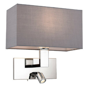 Firstlight Raffles Contemporary Style LED 2-Light Wall Light 1W Warm White Chrome and Grey Shade - 4940CHGR