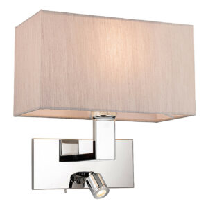 Firstlight Raffles Contemporary Style LED 2-Light Wall Light 1W Warm White Chrome and Oyster Shade - 4940CHOY