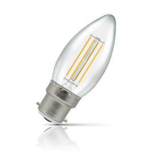 Crompton Candle LED Light Bulb B22 6.5W (60W Eqv) Warm White Filament Clear - 12769