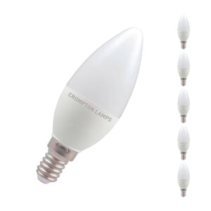 Crompton Candle LED Light Bulb E14 5.5W (40W Eqv) Warm White 5-Pack Opal - 11328