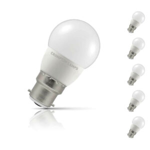 Crompton Golfball LED Light Bulb B22 5.5W (40W Eqv) Cool White 5-Pack Opal - 11533