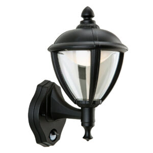 Firstlight Unite Traditional Style LED Uplight Lantern 9W PIR Sensor Warm White in Black and Opal - 5941BK