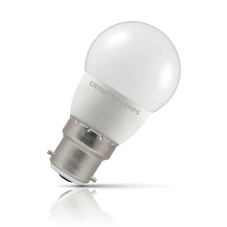 Crompton Golfball LED Light Bulb B22 5.5W (40W Eqv) Cool White Opal - 11533