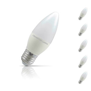 Crompton Candle LED Light Bulb Dimmable E27 5W (40W Eqv) Cool White 5-Pack Opal - 13513