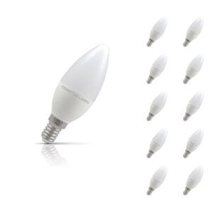 Crompton Candle LED Light Bulb Dimmable E14 5W (40W Eqv) Cool White 10-Pack Opal - 13520