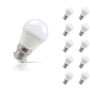 Crompton Golfball LED Light Bulb B22 5W (40W Eqv) Warm White 10-Pack Opal - 13568