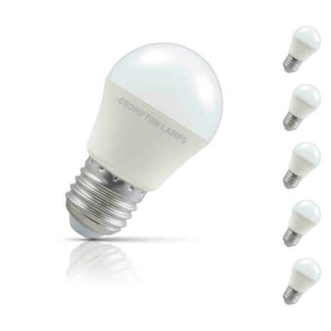 Crompton Golfball LED Light Bulb E27 5W (40W Eqv) Cool White 5-Pack - 13605