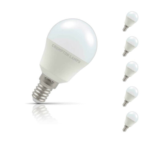 Crompton Golfball LED Light Bulb E14 5W (40W Eqv) Cool White 5-Pack - 13612