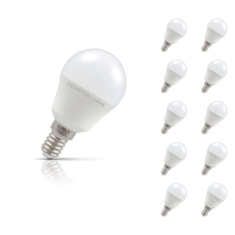 Crompton Golfball LED Light Bulb E14 5W (40W Eqv) Cool White 10-Pack - 13612